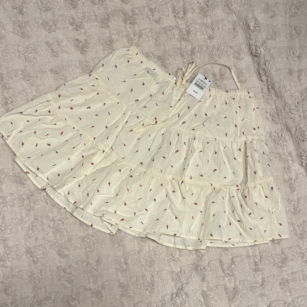 Cotton On Cream and Pink Mini Skirt